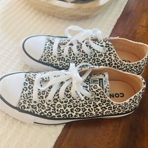 Converse White and Black Leopard Sneakers
